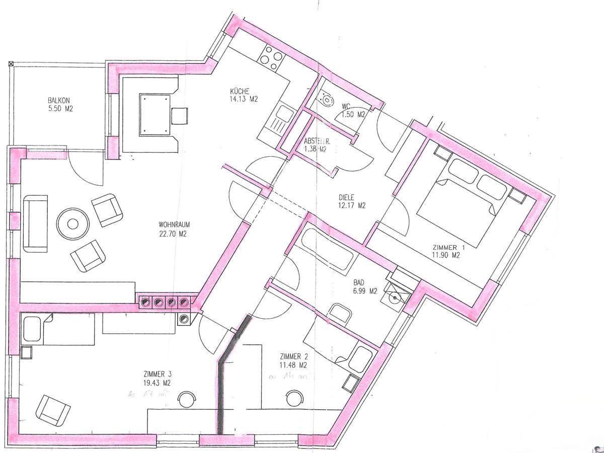 Plan Major Sieberer Str. 4a Top 25 besrbeitet