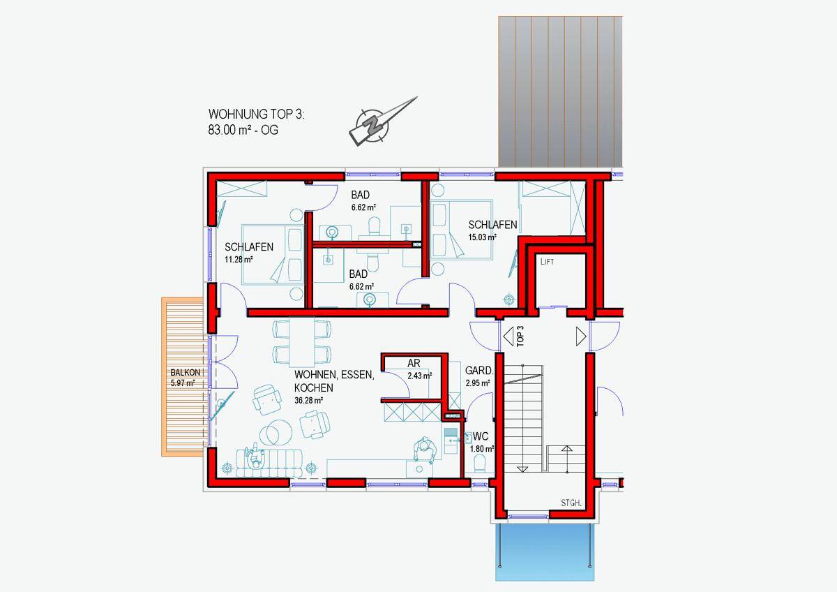 Top 3 Gut geschnittener Grundriss und viel Platz