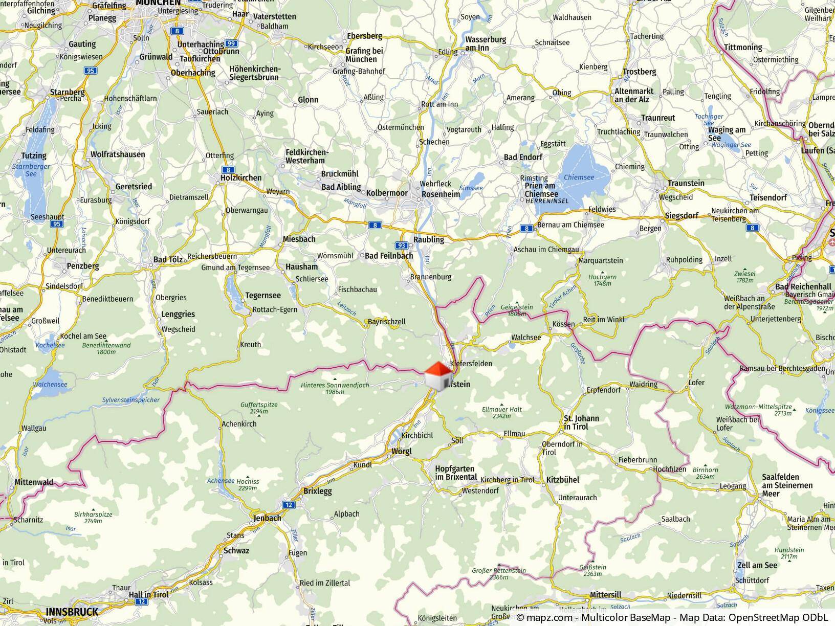 Kufstein 1h nach München Salzburg und Innsbruck 3h an den Gardasee