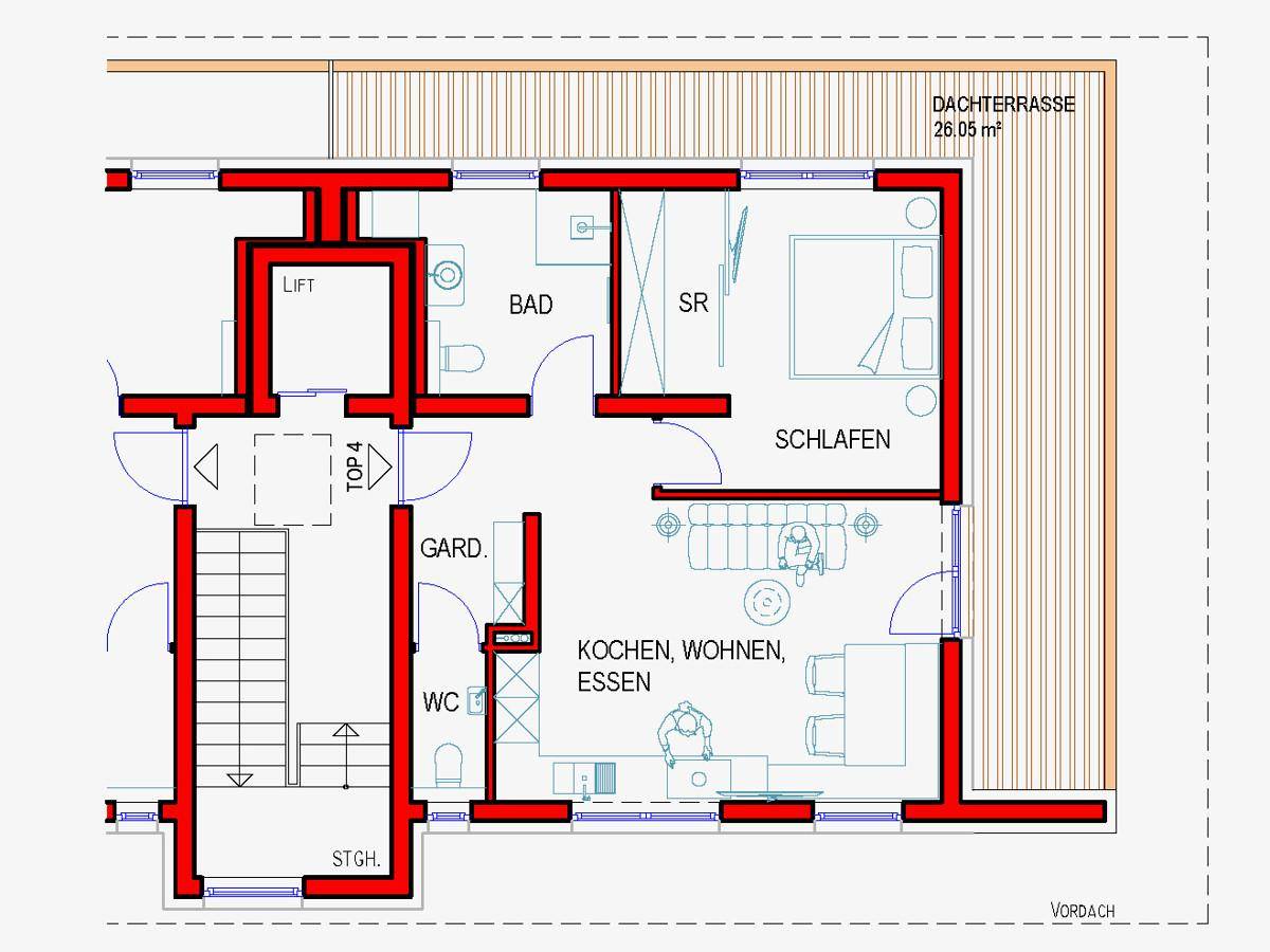 Top 4 Wohnungsgrundriss- guter Schnitt und viel Platz