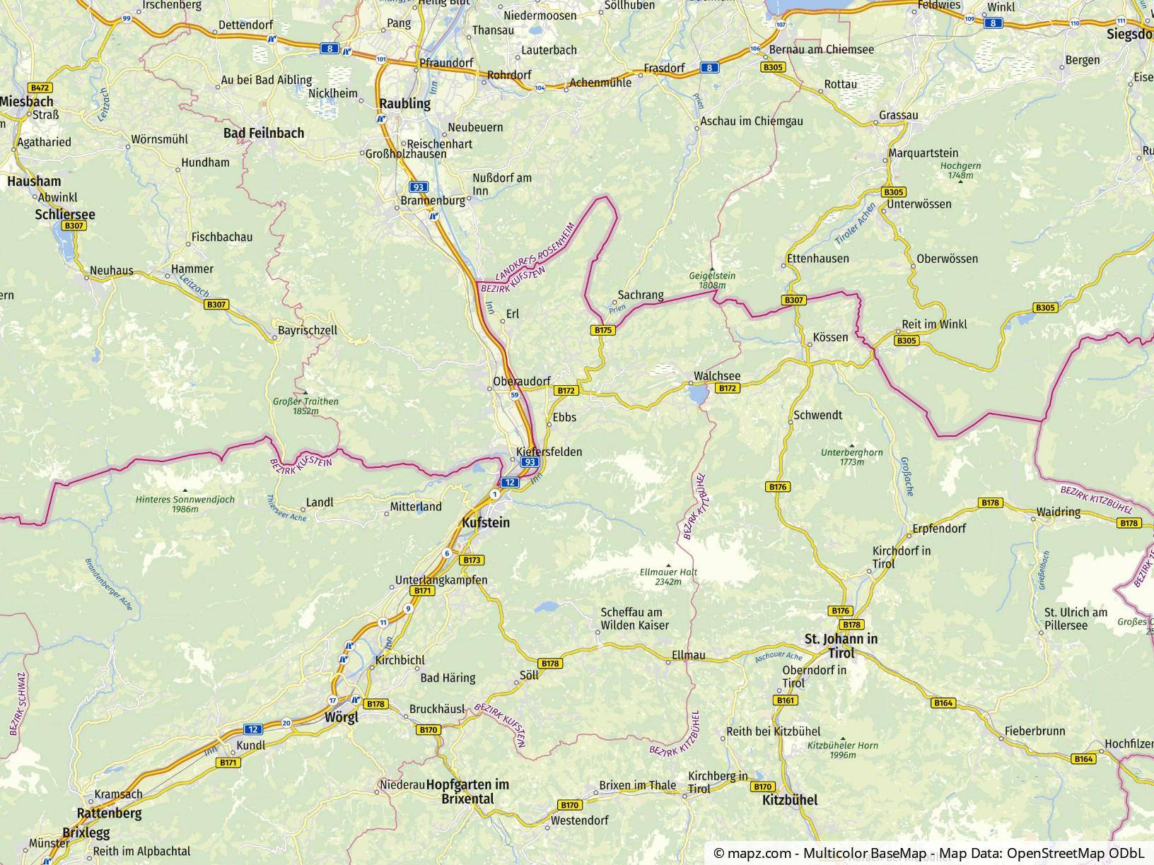 Wörgl Knotenpunkt von Inn-, Brixen-, Soll Leukental und Wildschönau