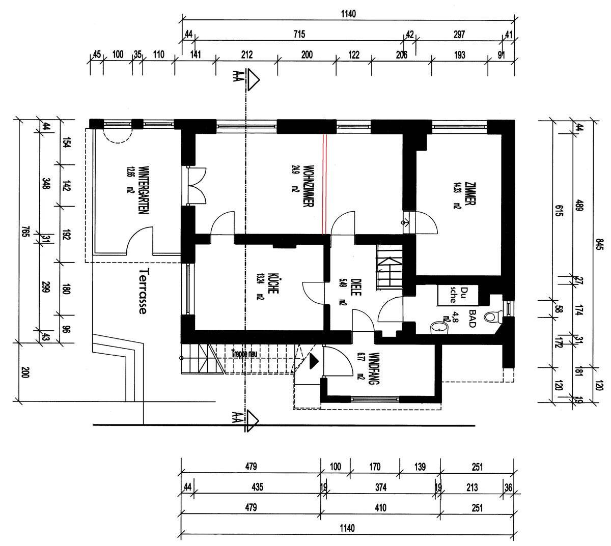 Wohnungsgrundriss Erdgeschoß