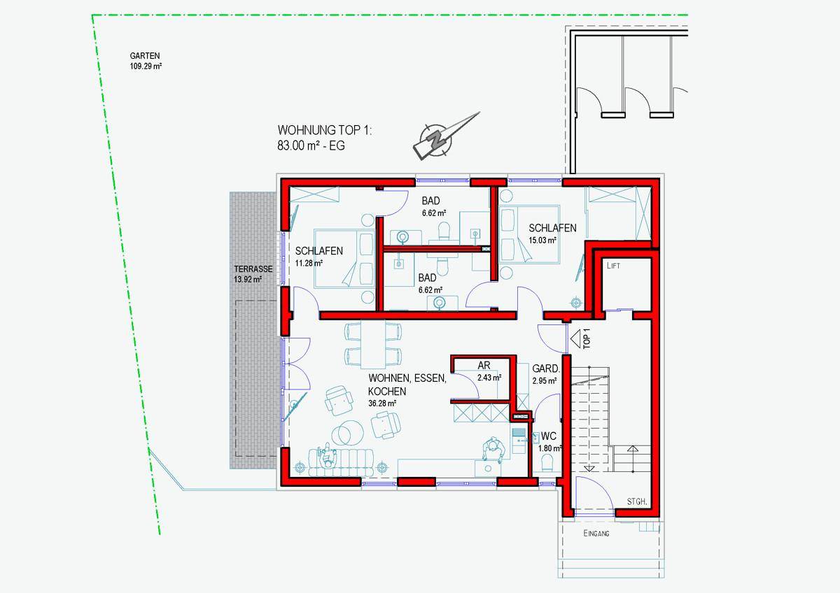 Top 1 Gut geschnittener Grundriss und viel Platz