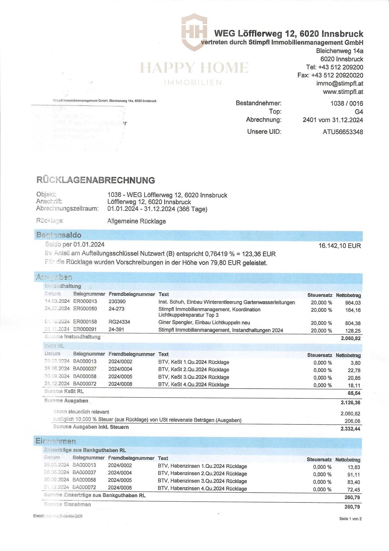 9-Rücklagenabrechung Ende 2024