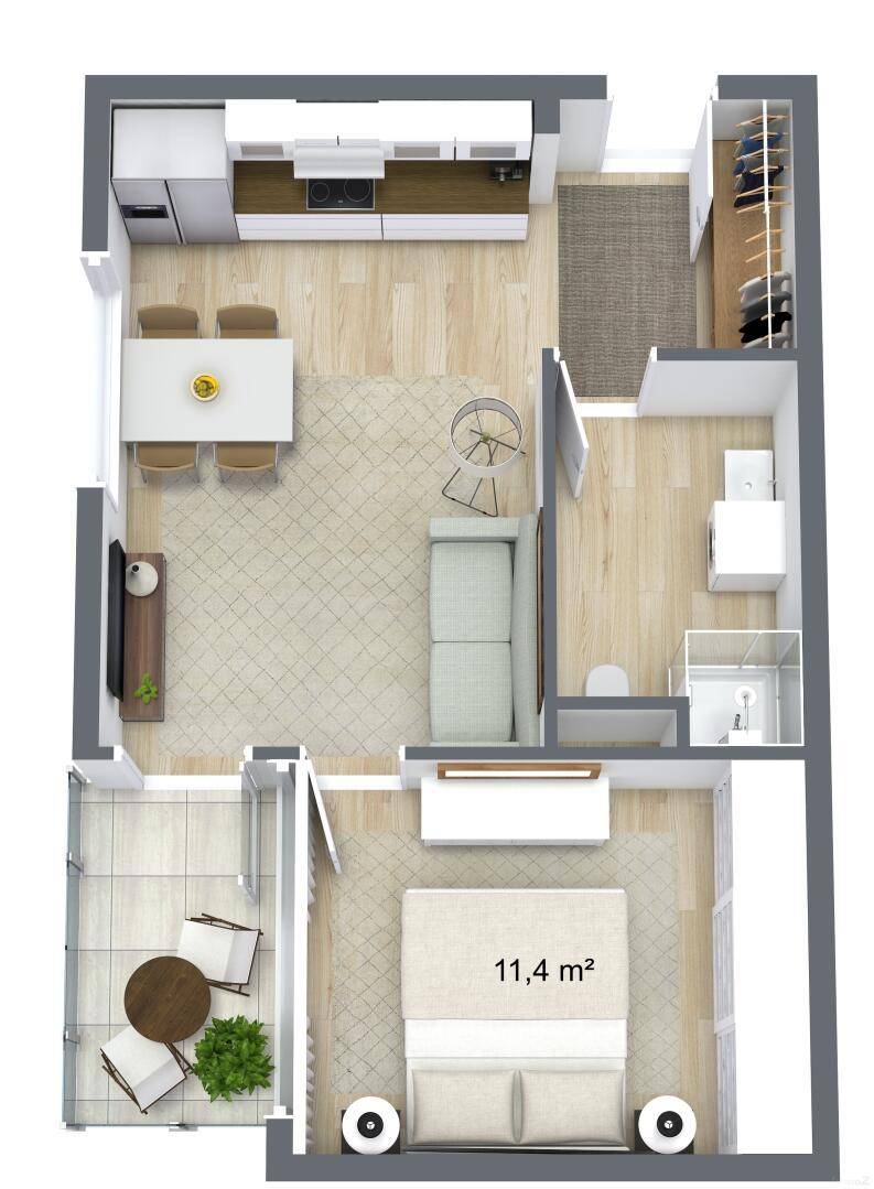 TF Janzgasse Top 8 - 1. Etage - 3D Floor Plan