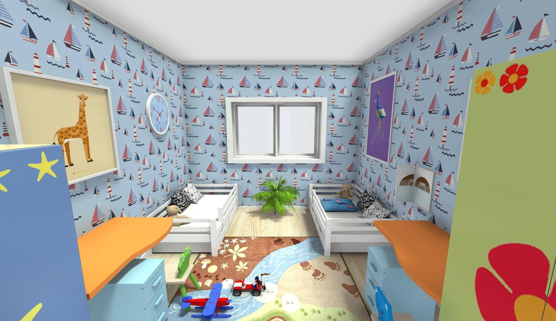 03 großes Kinderzimmer - 3D Foto b