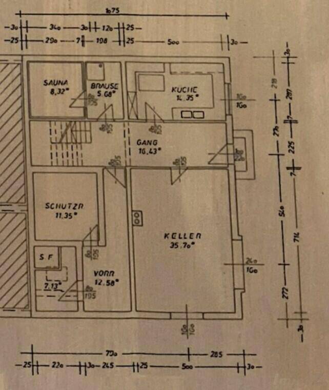 Grundriss Untergeschoß Haus 2.te Reihe