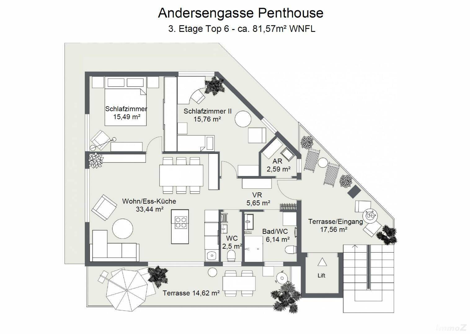 Grundriss Penthouse Andersengasse 17