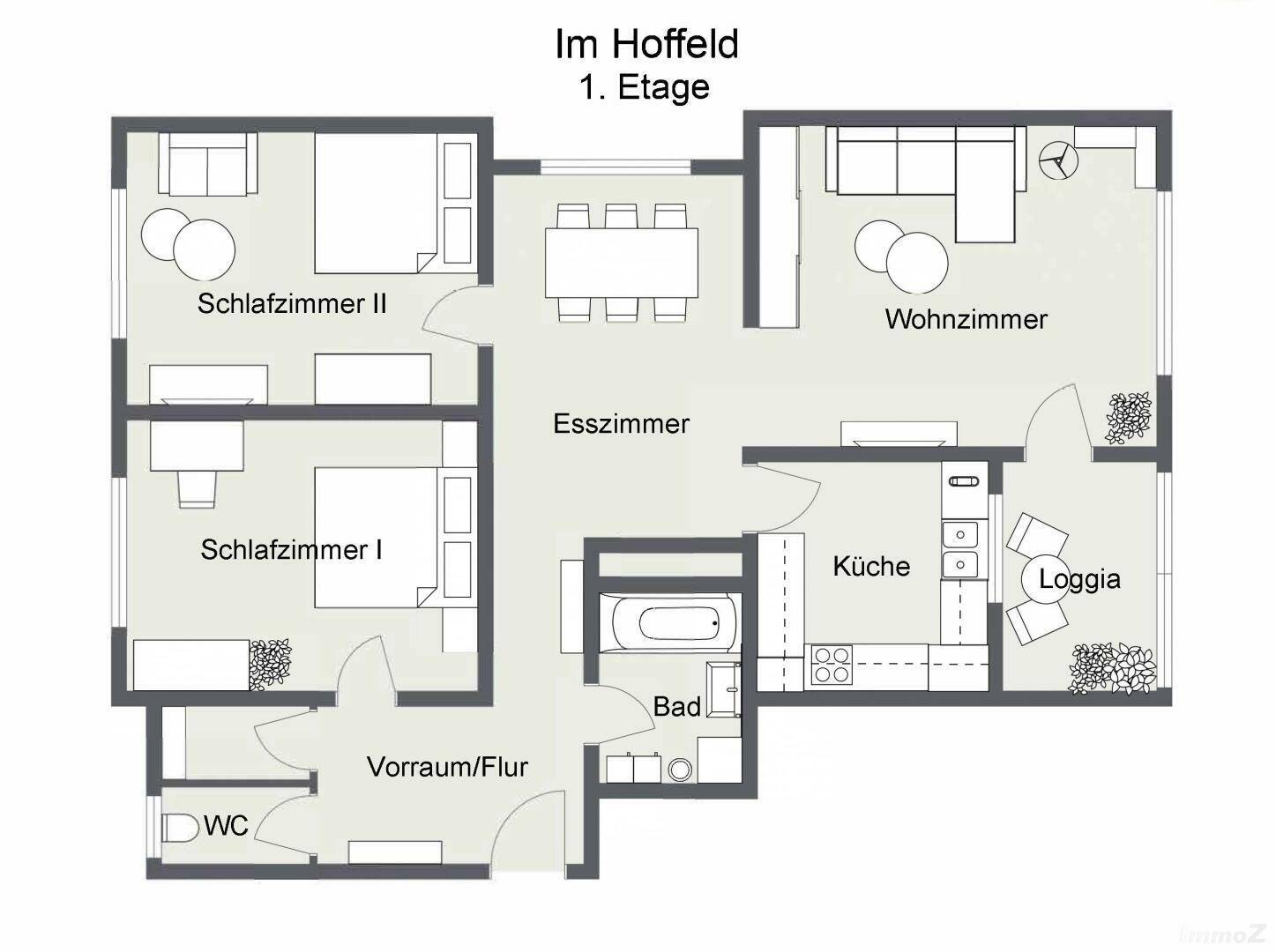 Grundriss - Im Hoffeld 60 - 1. Etage - 2D Floor Plan