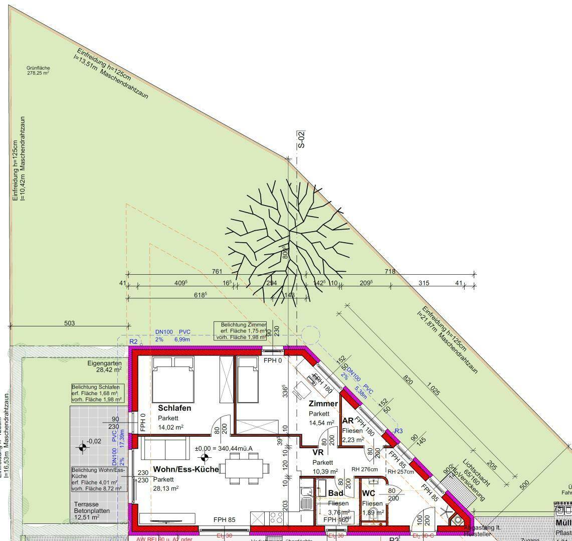 Grundriss EP - EG Top 1 Gartenwohnung