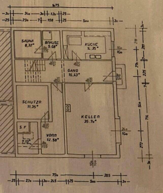 Grundriss Untergeschoß Haus 2.te Reihe