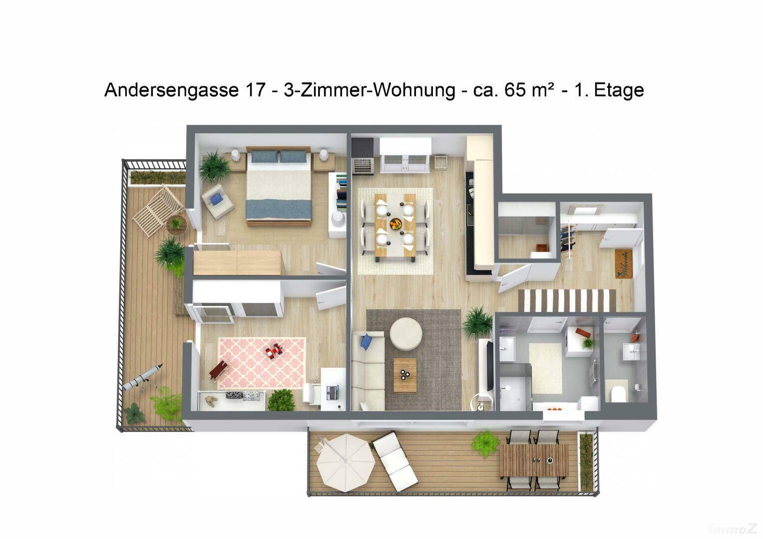 3D-Plan neu 3-Zimmer-Whg 1_Etage