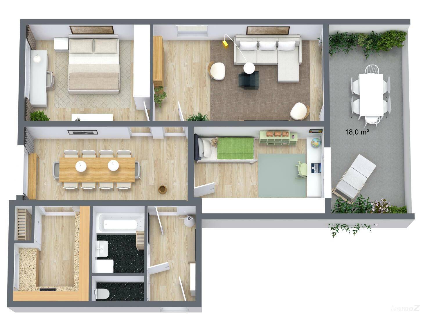 TF Radegunder Straße - 1. Etage - 3D Floor Plan