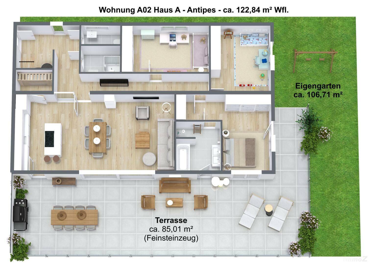 3D Floor Plan - m² - A02