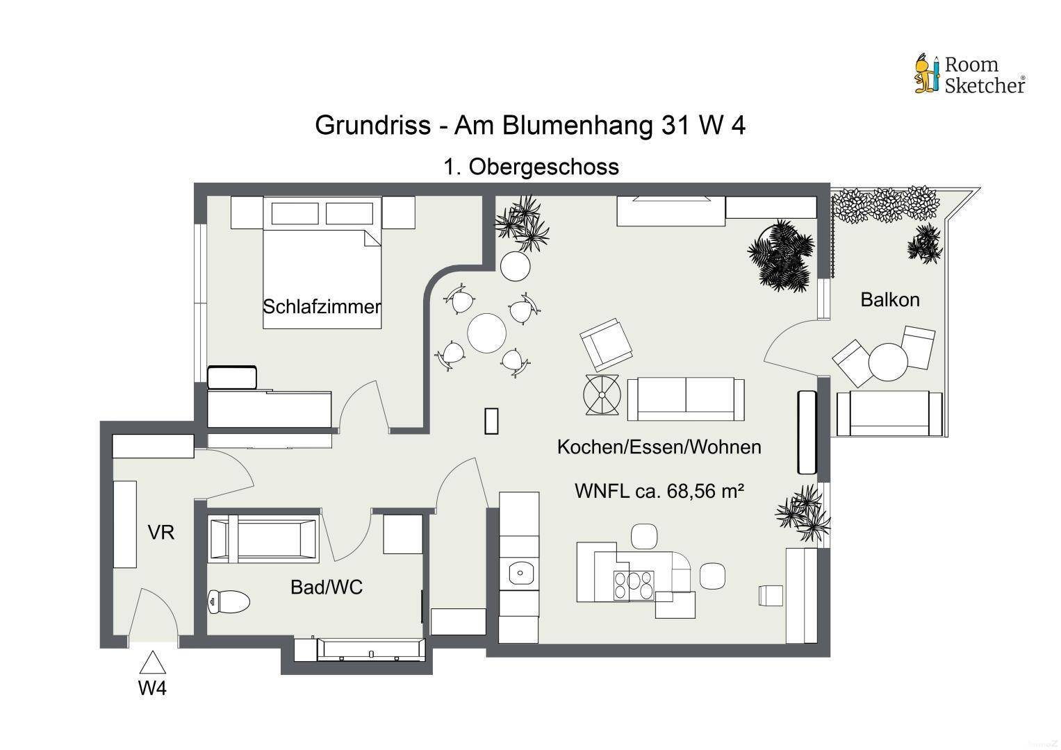 Floorplan letterhead - Am Blumenhang - 1. Floor - 2D Floor Plan