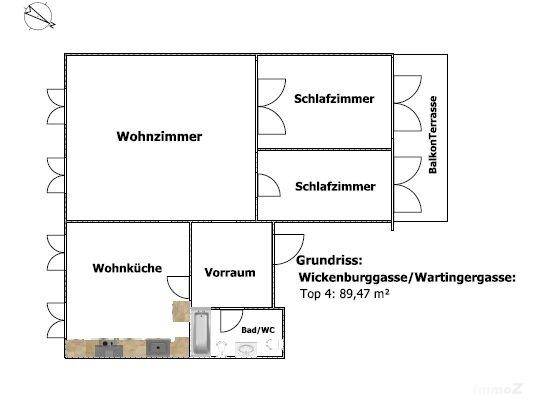 Grundriss Wickenburgasse 22 Top 4