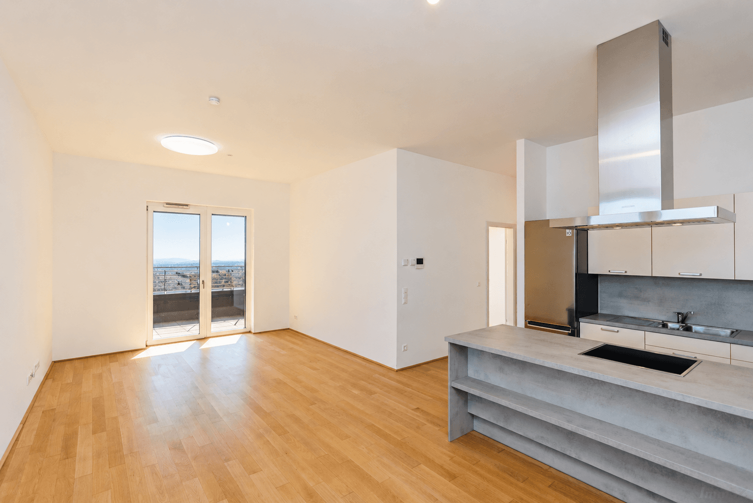 Helle moderne Wohnung mit Blick nach draußen