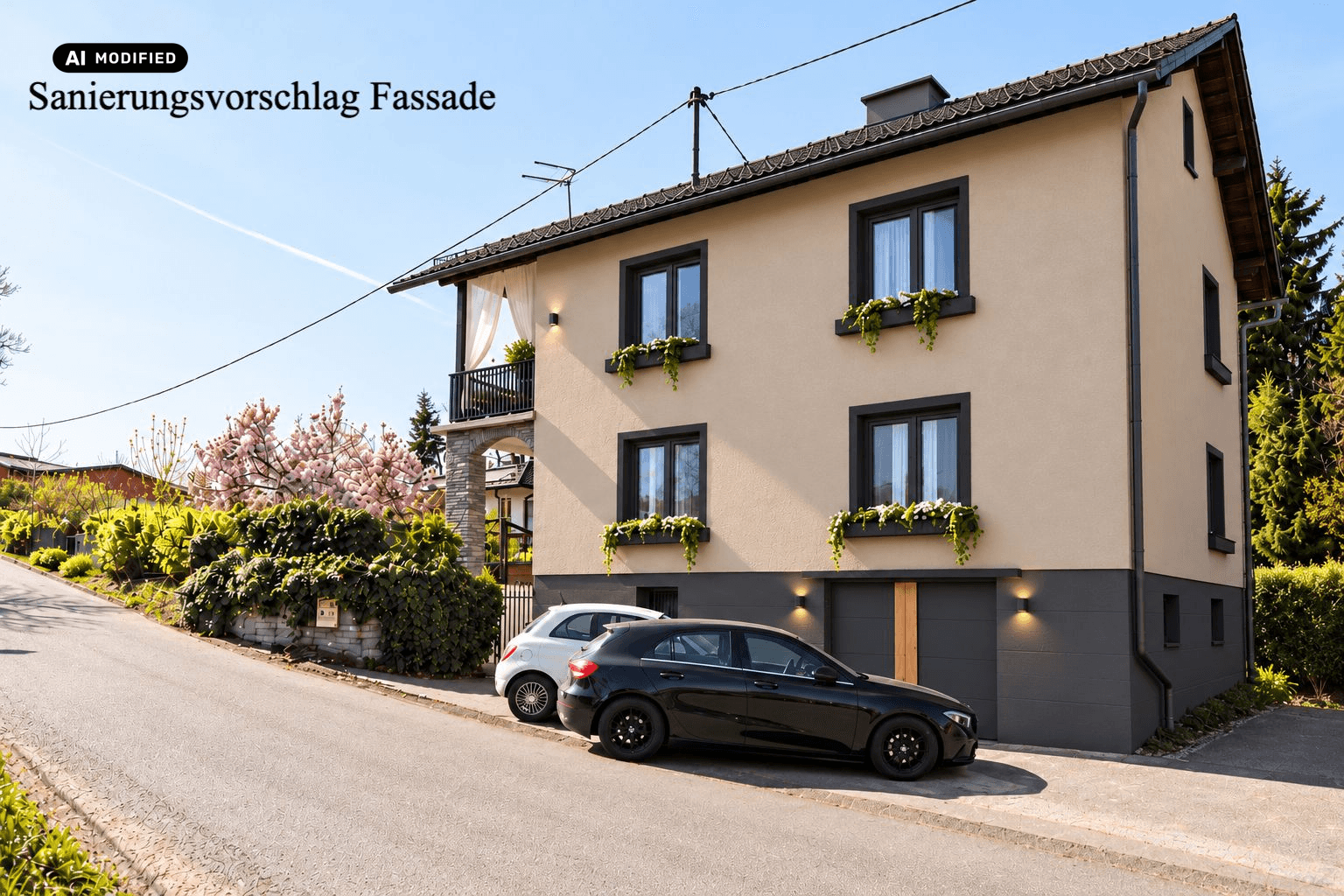 KI-bearbeitet – Sanierungsvorschlag Fassade