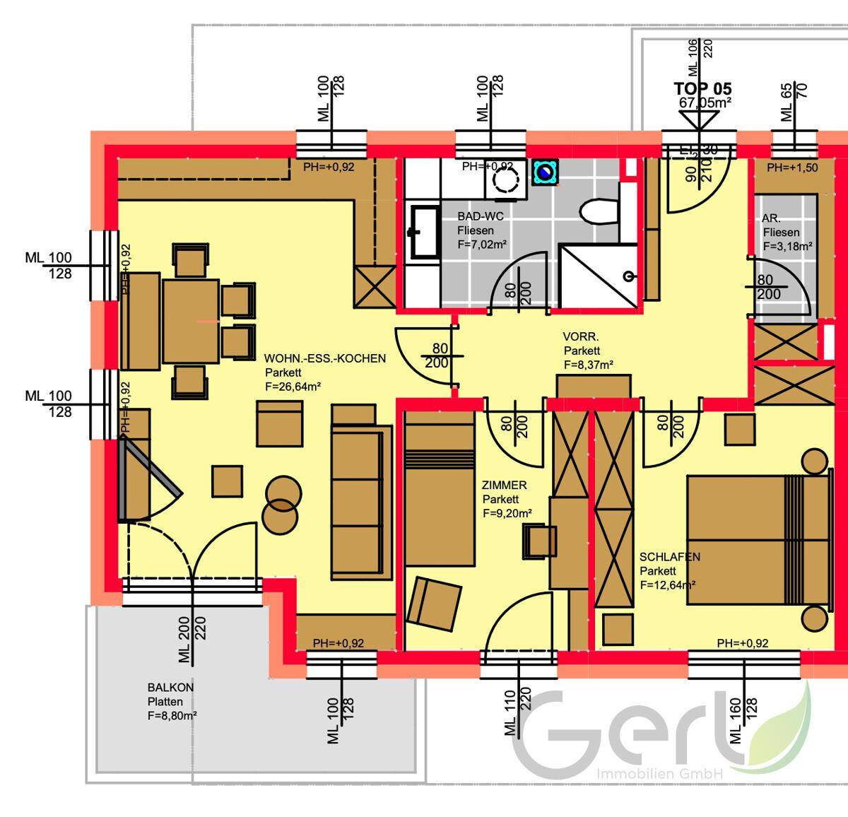 Erstbezug - Provisionsfrei: Exklusive 3 -Zimmer-Balkonwohnung in Thalgau - Ansicht 4