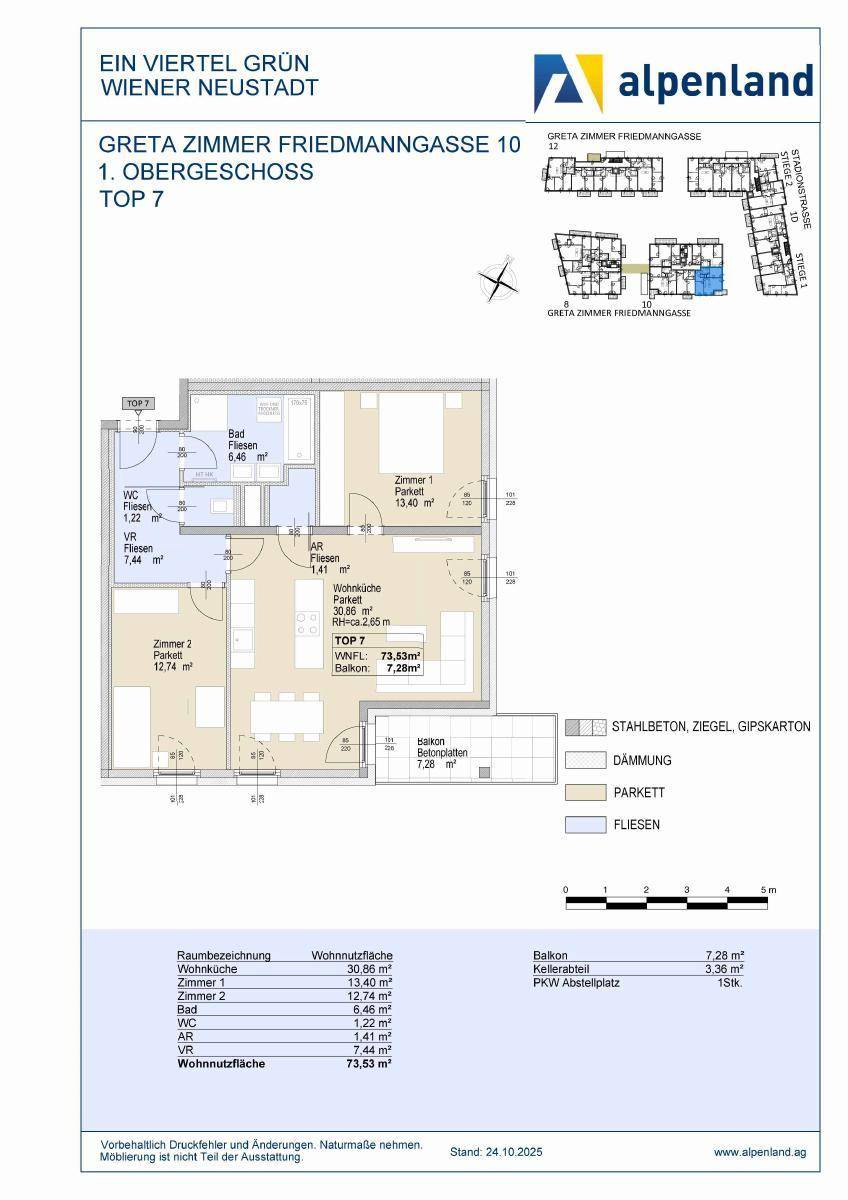 WIENER NEUSTADT X/1, geförderte Mietwohnung mit Kaufoption, H3_10_1OG_Top 7, 1000/00011831/00001307 - Więcej