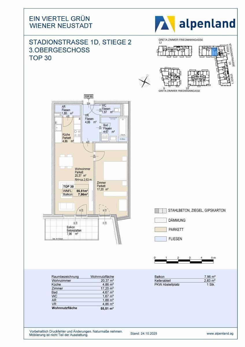 WIENER NEUSTADT X/1, geförderte Mietwohnung mit Kaufoption, H4/2_1D_3OG_Top 30, 1000/00011831/00001430 - Mehr
