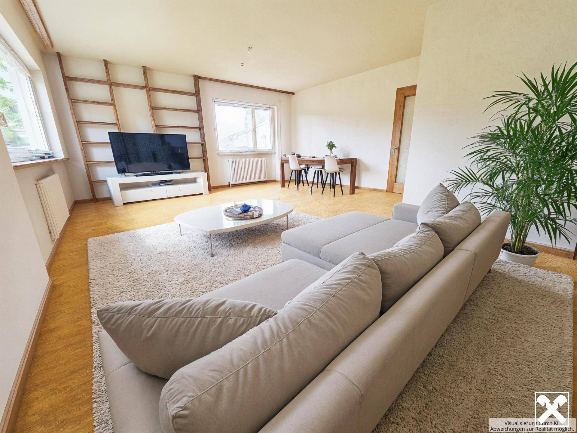 So könnte das Wohnzimmer aussehen (Visualisierung - KI)