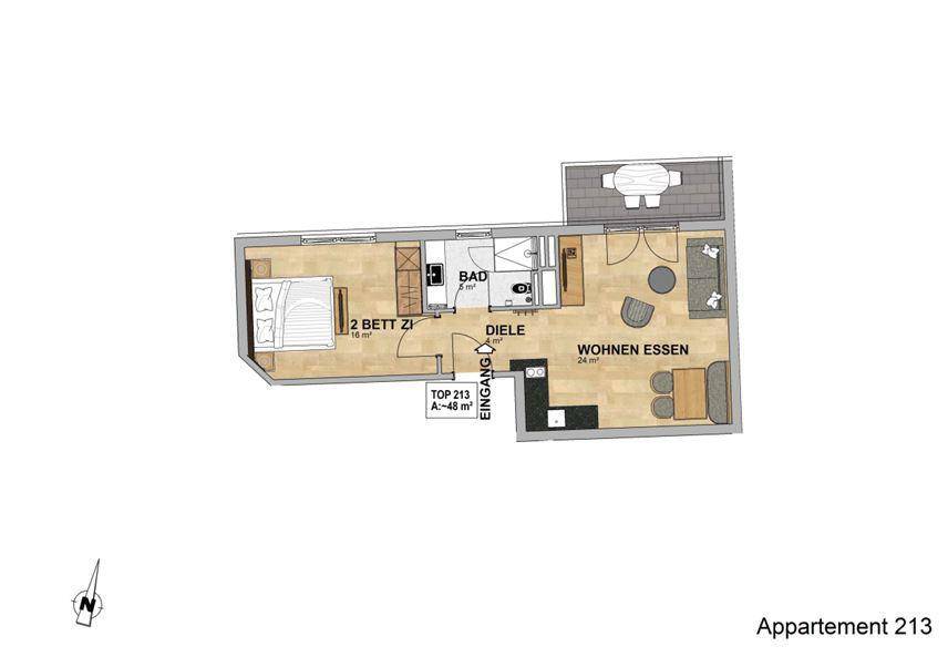 Sölden: 1-Schlafzimmer-Appartement - Ansicht 2