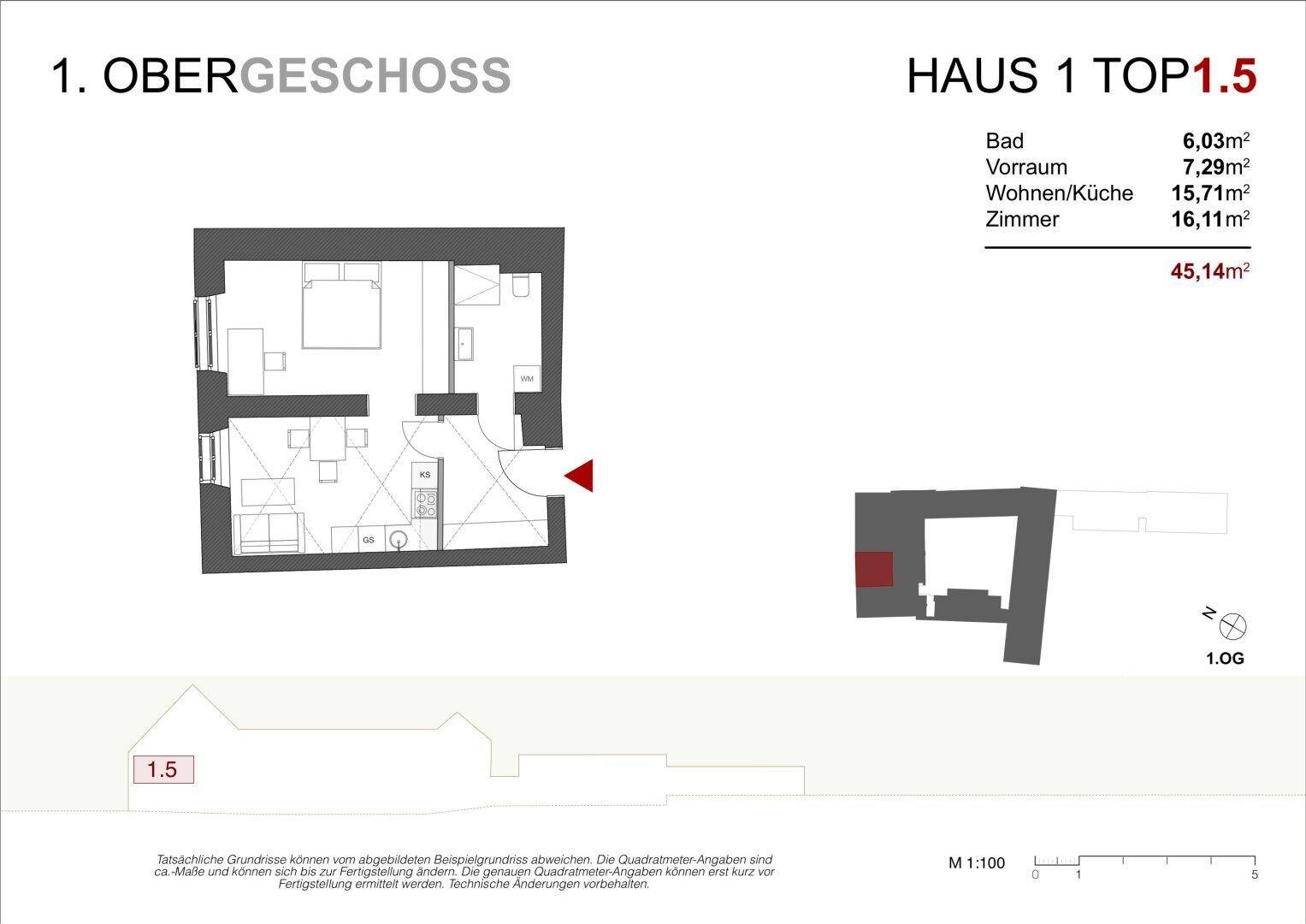 Grundrissplan - TOP 1.5