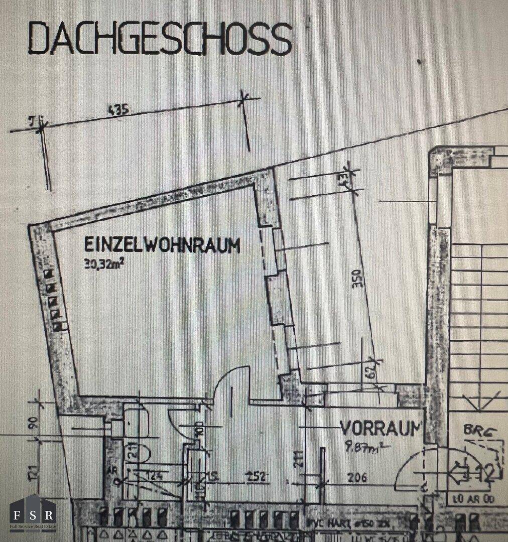 Grundriss des Dachgeschosses mit Raumaufteilung und Flächenangaben.