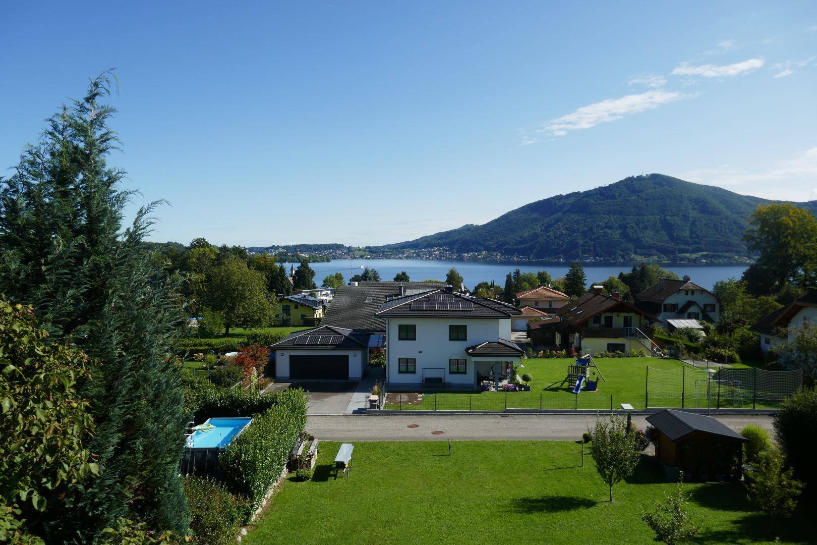 Ausblick auf Grünberg und Traunsee vom DG