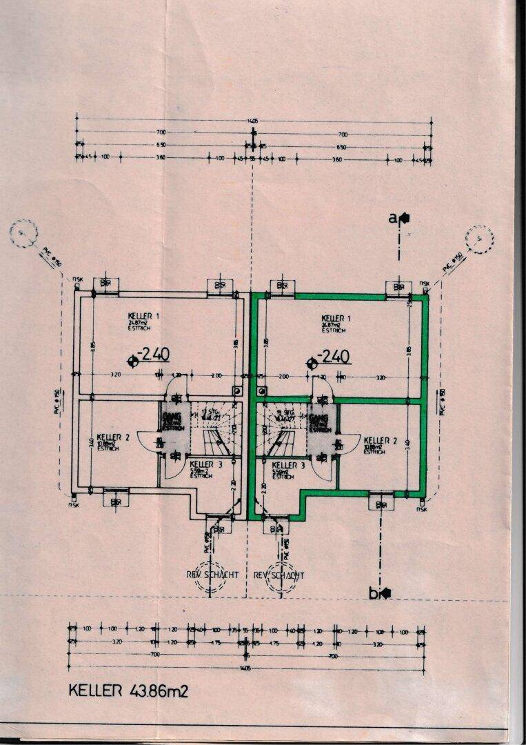 Grundriss des Kellers mit mehreren Räumen, bietet zusätzlichen Stauraum und Nutzungsmöglichkeiten.