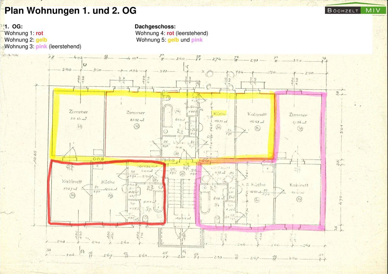 Grundriss Obergeschoss und Dachgeschoss inkl. Legende