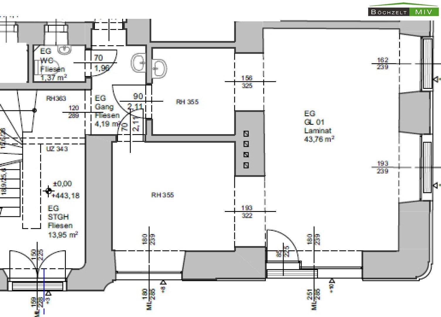 Grundriss inkl. WC im Stiegenhaus