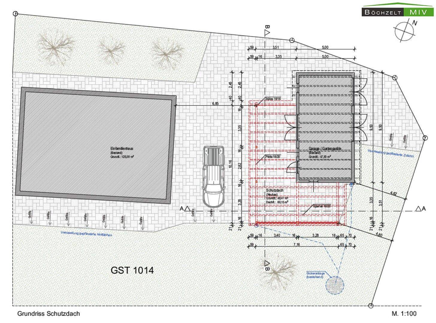 Grundriss Carport und Garage