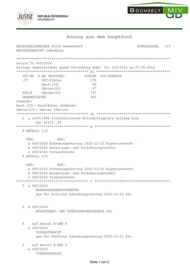 Grundbuchsauszug (geschwärzt)