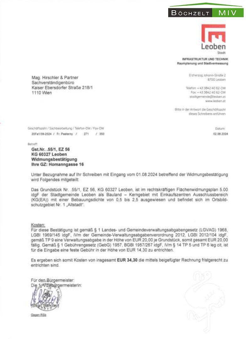 Widmungsbestätigung