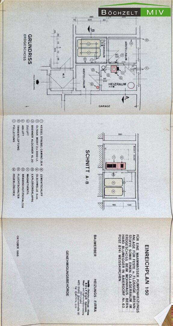 Detaillierter Heizungsplan des Erdgeschosses mit Heizraum, Tankraum und Abstellräumen.