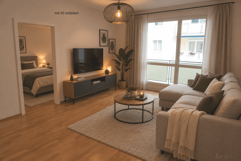 Wohnzimmer mit k1 möbliert
