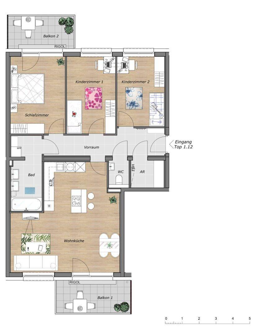 Großzügige 4-Zimmer-Eigentumswohnung | 96 m² Wohnfläche | mit Freiflächen &amp; 2 Parkplätzen (Ziegelmassivbau!) - Vista 6