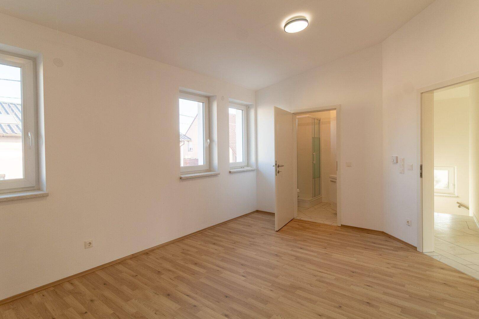 Schlafzimmer mit Masterbadezimmer