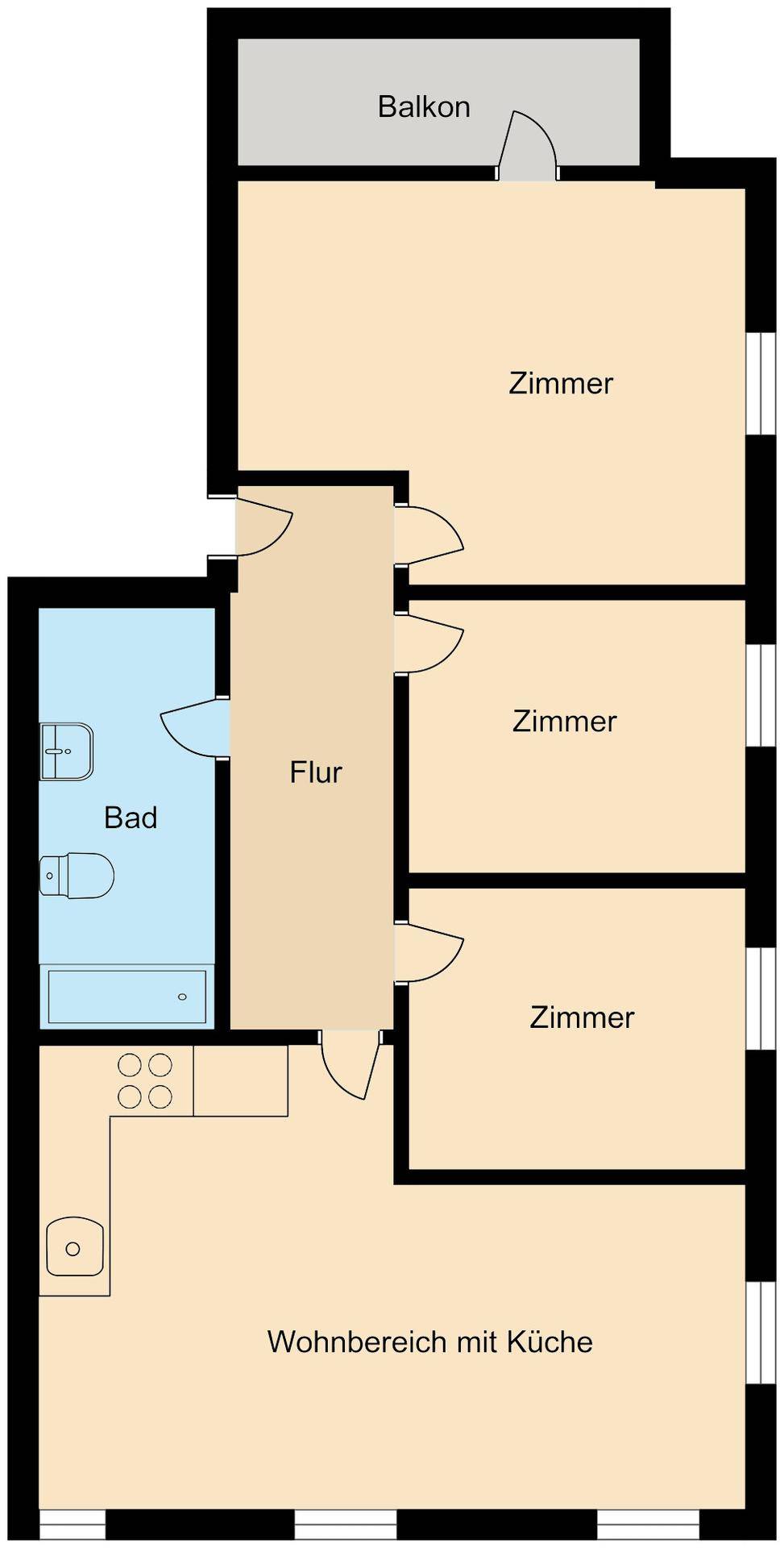 Grundriss OG Wohnung W3 ohne Maßstab