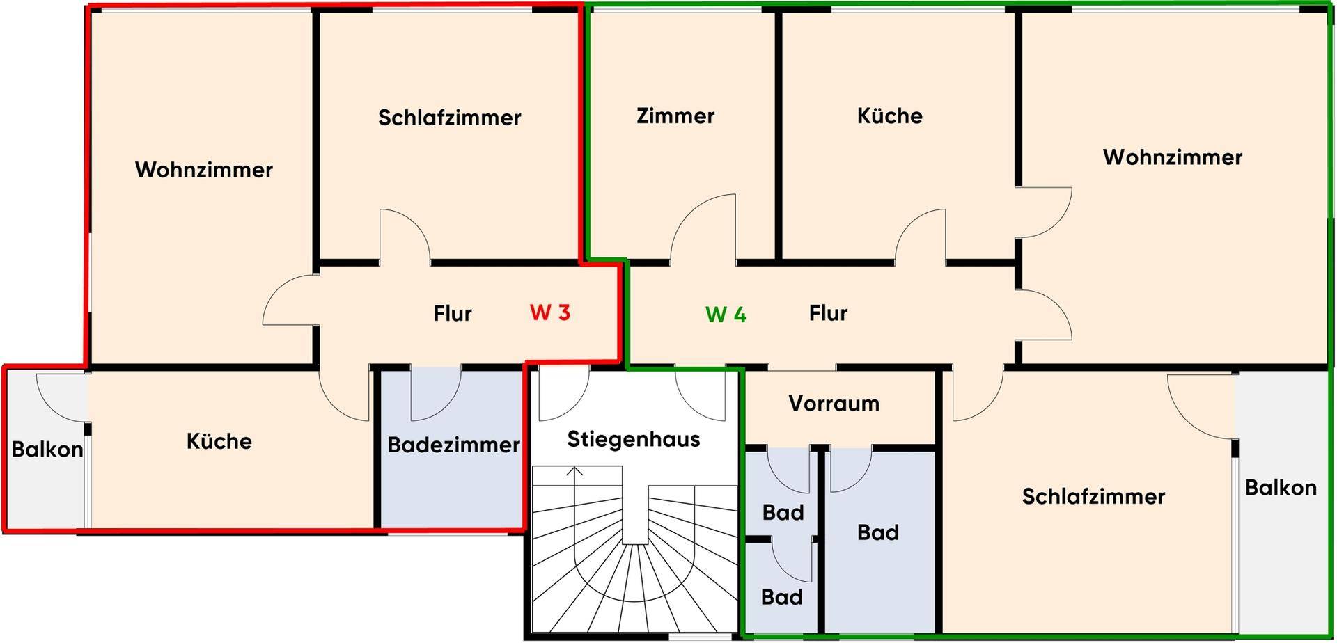 Grundriss ohne Maßstab / 2. Obergeschoss W3 & W4