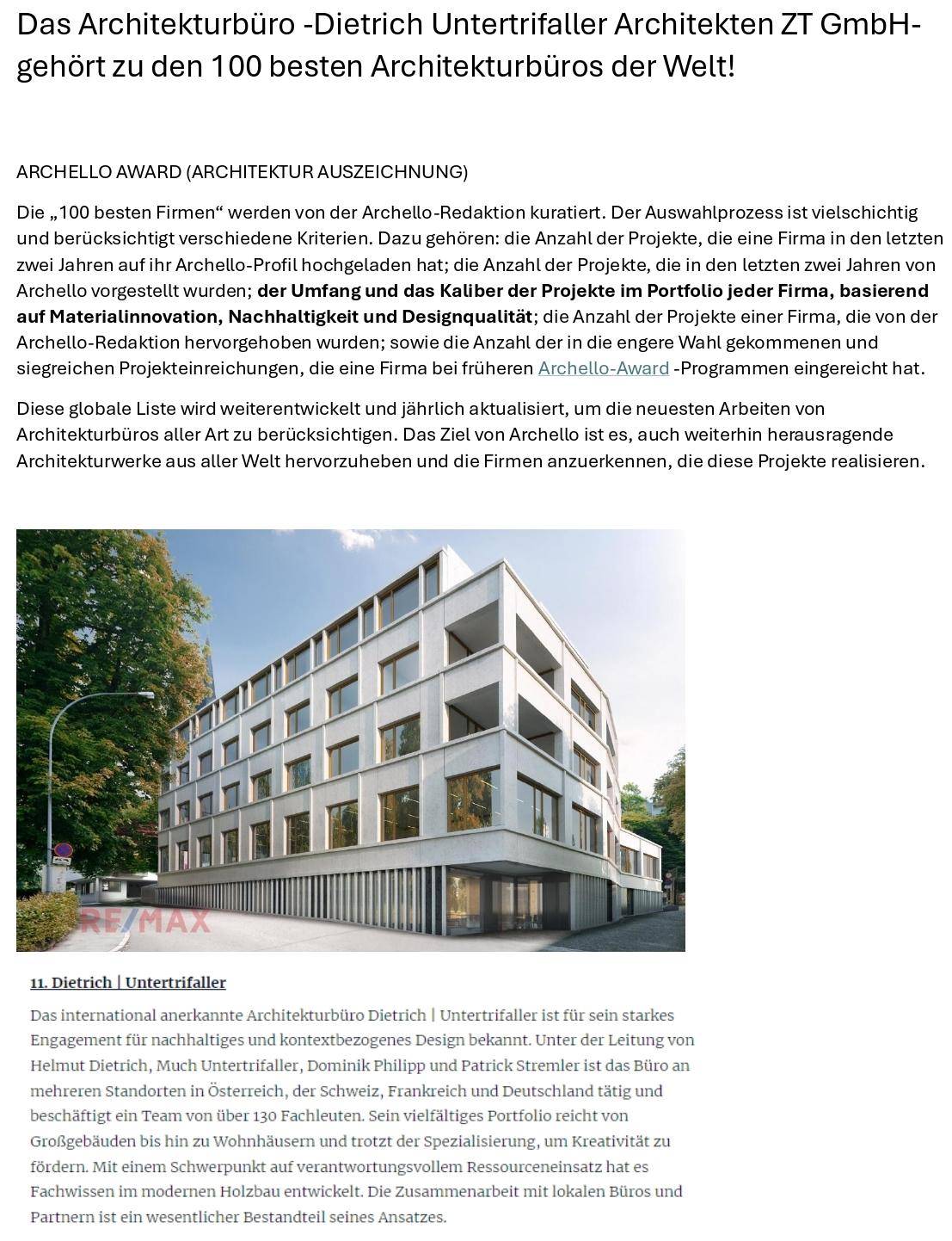 Auszeichnung Untertrifaller