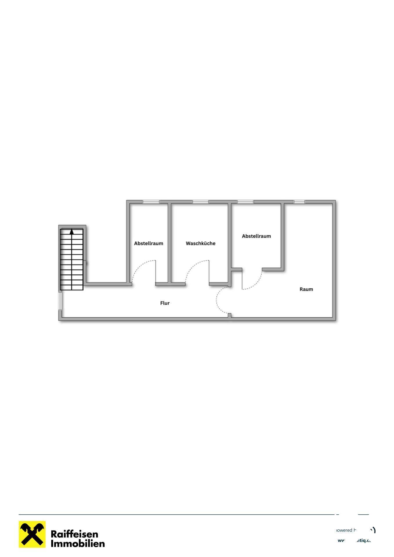 Grundriss des Untergeschosses mit Abstellräumen und Waschküche.