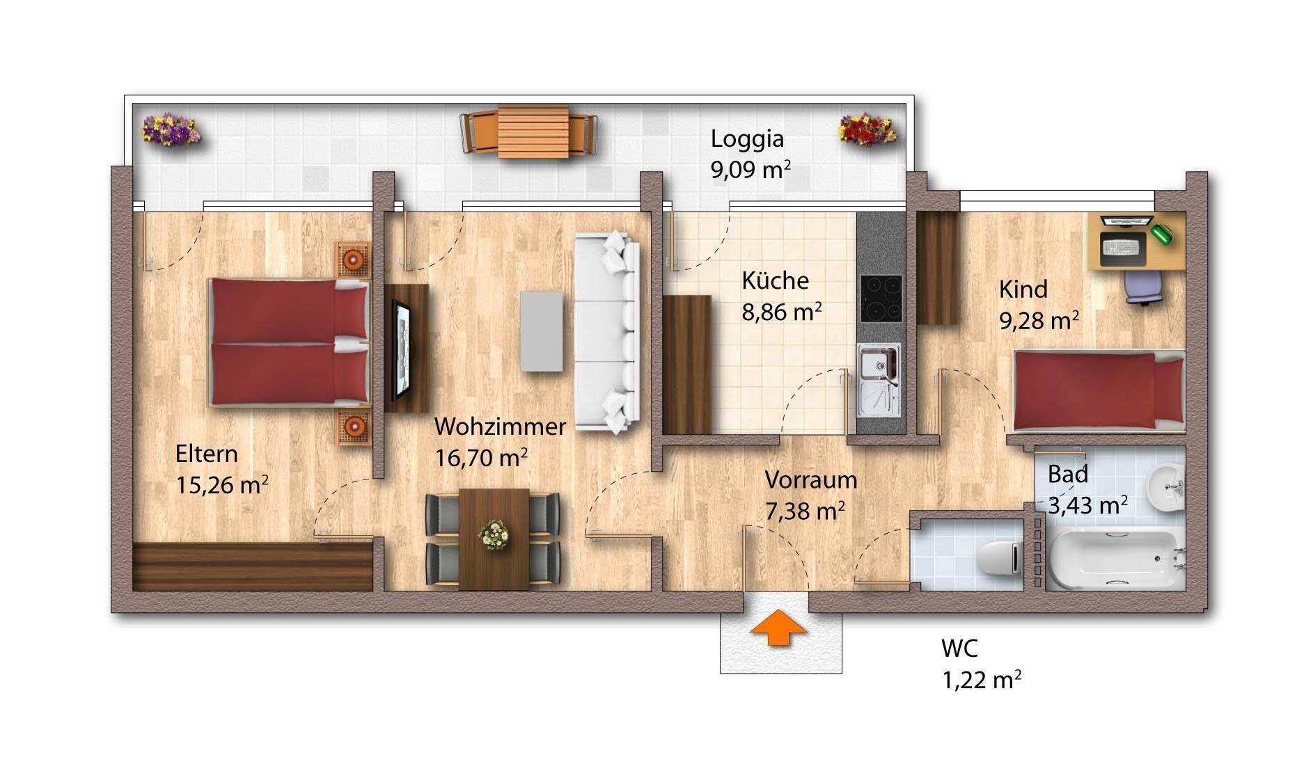 Visualisierung möbliert
