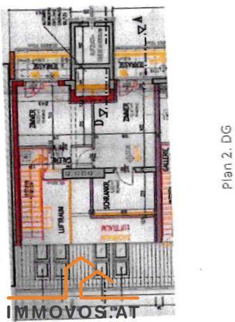 Grundrissplan der zweiten Dachgeschossebene mit Zimmern und Galerie.