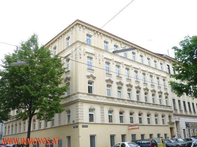 Historisches Gebäude mit reich verzierter Fassade, vielen Fenstern und Bäumen im Vordergrund.
