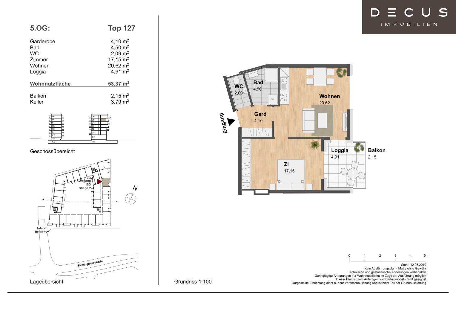 Detaillierter Grundriss der Wohnung mit Raumaufteilung und Balkon.