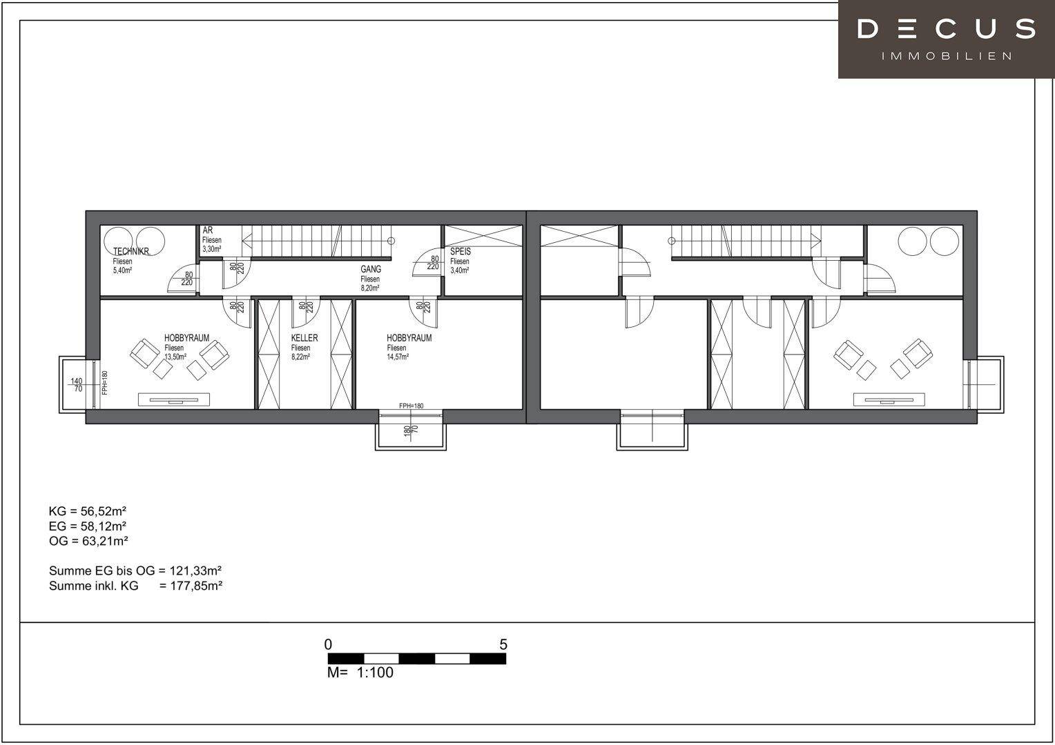 Grundriss des Dachgeschosses mit Schlafzimmern, Bädern und großzügigen Terrassen für jede Wohneinheit.