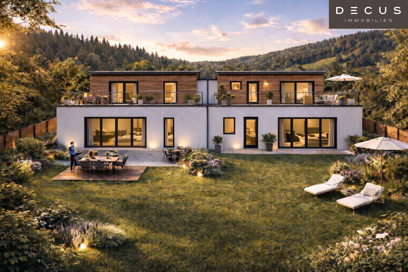 | Exklusives Doppelhaus am Bartberg in Pressbaum | Panoramalage mit Blick auf den Wienerwaldsee &amp; direkter Waldrandlage | Belagsfertig | – pohled 2